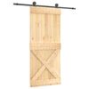 vidaXL Liukuovi Luonnollinen ja musta 90 x 210 cm Massiivinen m&auml;nty