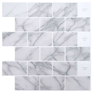 vidaXL Metrolaatta 10 kpl Valkoinen marmori 30 x 30 cm