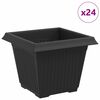 vidaXL Neli&ouml; Kukkaruukku 24 kpl Musta 33 x 33 x 26 cm Muovi