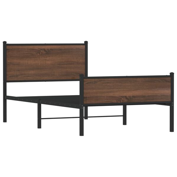 vidaXL Metallinen s&auml;ngynrunko ilman patjaa ruskea tammi 100x190 cm