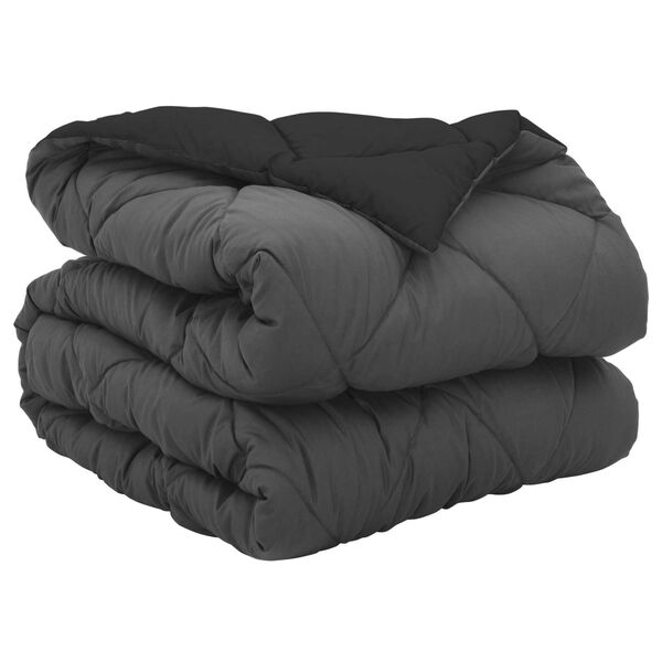 vidaXL Koko Vuoden Peitto Musta ja antrasiitti 200 x 135 cm Mikrokuitu