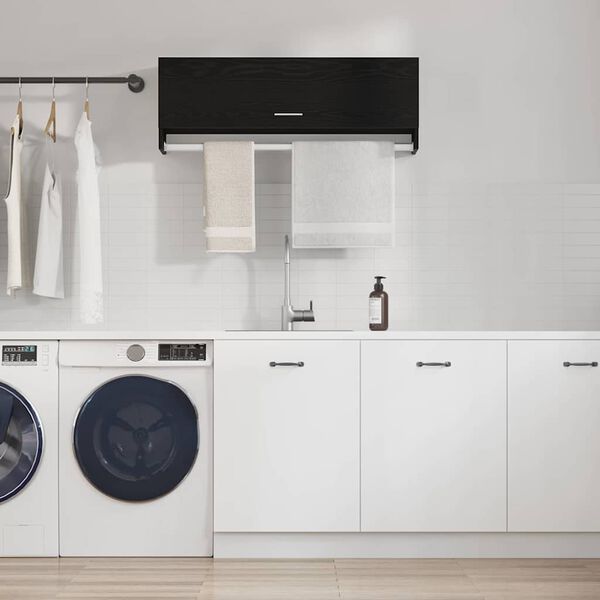 vidaXL Vaatekaappi Musta tammi. 100 x 32,5 x 35 cm Tekninen puu