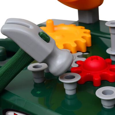 Lasten Leikkihuoneen Työpöytä Työkaluilla Vihreä + Harmaa