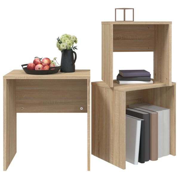 vidaXL Sarjasohvap&ouml;yd&auml;t 3 kpl Sonoma-tammi lastulevy