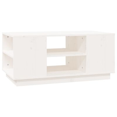 vidaXL Sohvapöytä valkoinen 90x49x40,5 cm täysi mänty