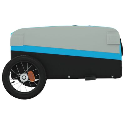 vidaXL Polkupyörän peräkärry musta ja sininen 30 kg rauta