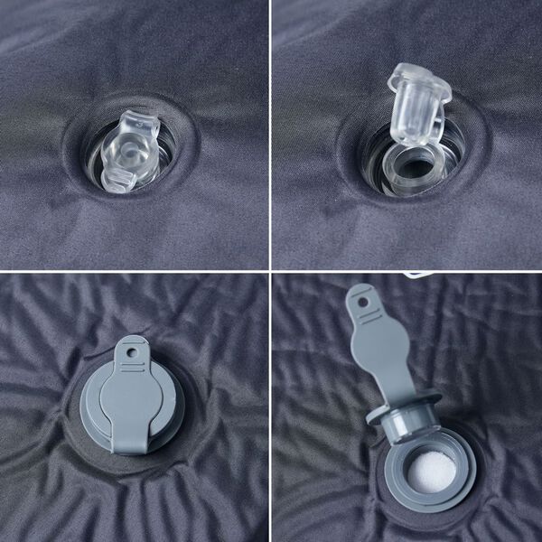 vidaXL Itset&auml;yttyv&auml; retkeilypatja tyynyll&auml; 1 hengelle harmaa