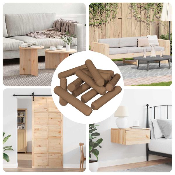 vidaXL Puutapit 12 pcs Ruskea &Oslash;8 x 35 mm t&auml;ysi puu