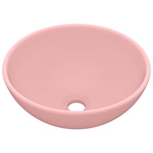 vidaXL Ylellinen pesuallas py&ouml;re&auml; matta pinkki 32,5x14 cm keraami