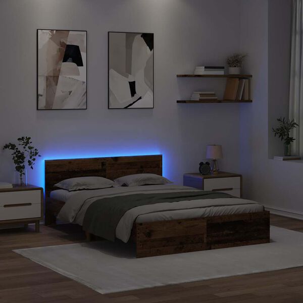 vidaXL S&auml;ngyn runko p&auml;&auml;tyll&auml; Vanha Puu 140 x 190 cm Tekninen puu