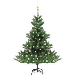 vidaXL Kaukasianpihta tekojoulukuusi LED-valot ja pallot vihre&auml; 150 cm