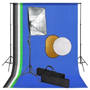 vidaXL Valokuvastudiosarja softbox-valot, taustakangas ja heijastin