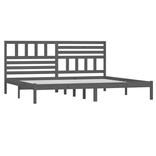 vidaXL Sängynrunko harmaa täysi mänty 200 x 200 cm