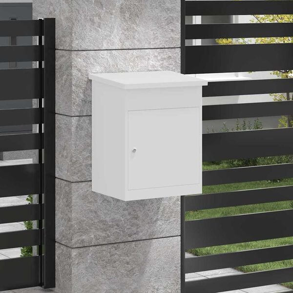 vidaXL Pakettipostilaatikko ovella Valkoinen 47.5 x 38 x 59 cm Ter&auml;s