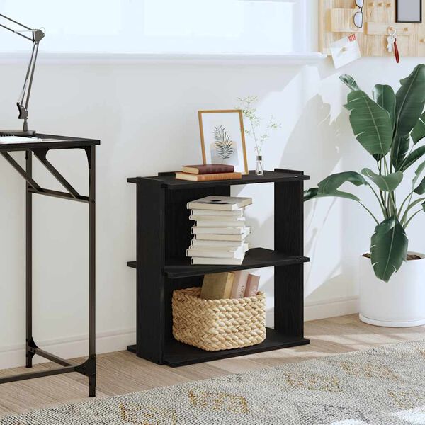 vidaXL Kirjahylly 3 kerrosta musta 60x30x60 cm tekninen puu