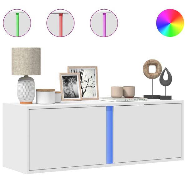 vidaXL TV-sein&auml;kaappi LED-valoilla valkoinen 100x31x35 cm