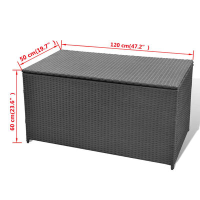 vidaXL Puutarhan säilytyslaatikko musta 120 x 50 x 60 cm polyrottinki