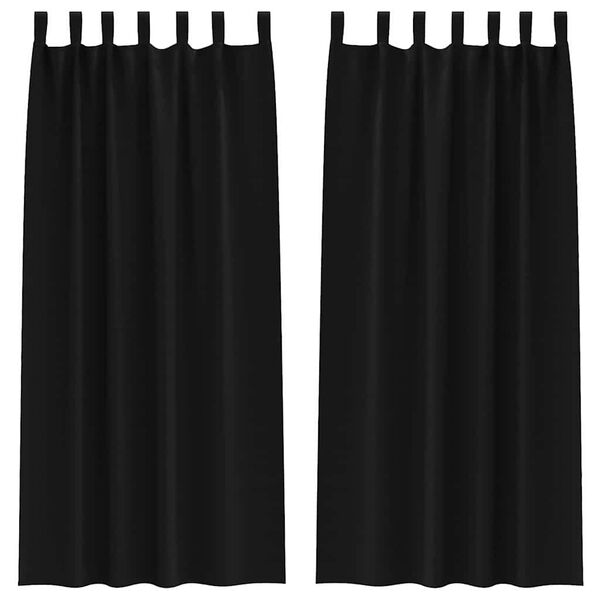 vidaXL Piment&auml;v&auml; verho renkailla 2 pcs Musta 260 x 140 cm Polyesteri