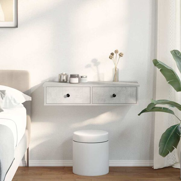 vidaXL Seinähylly laatikoilla betoninharmaa 80x34x17 cm tekninen puu