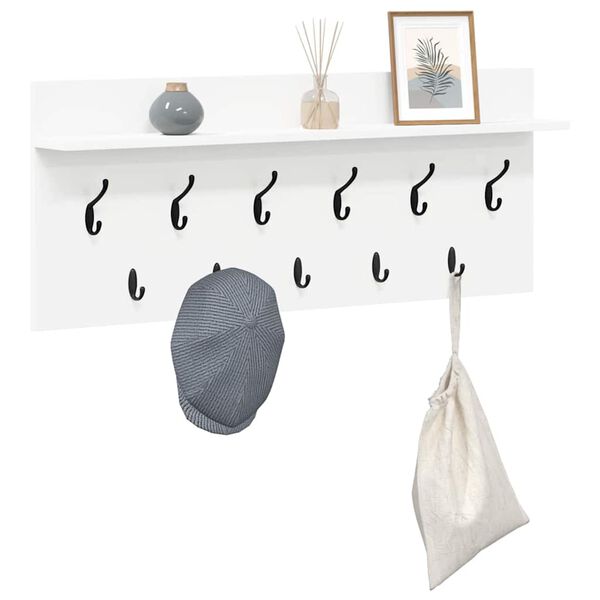 vidaXL Sein&auml;lle asennettava takkihylly Valkoinen 100 x 40 x 12 cm