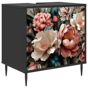 vidaXL Kylpyhuonekaappi BORNE Musta tammi 60 x 40 x 61 cm Tekninen puu