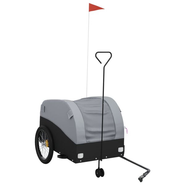 vidaXL Polkupyörän peräkärry musta ja harmaa 45 kg rauta