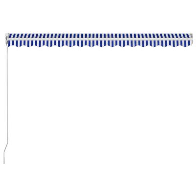 vidaXL Manuaalisesti sisäänkelattava markiisi 400x300 cm sinivalkoinen
