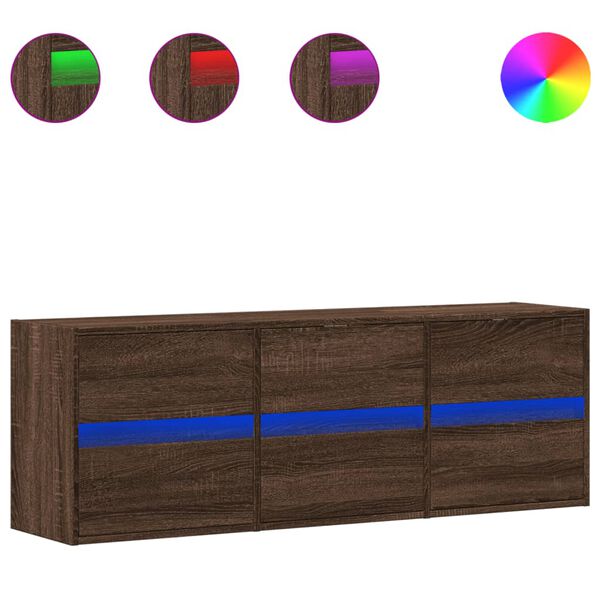 vidaXL TV-sein&auml;kaappi LED-valoilla ruskea tammi 130x31x45 cm