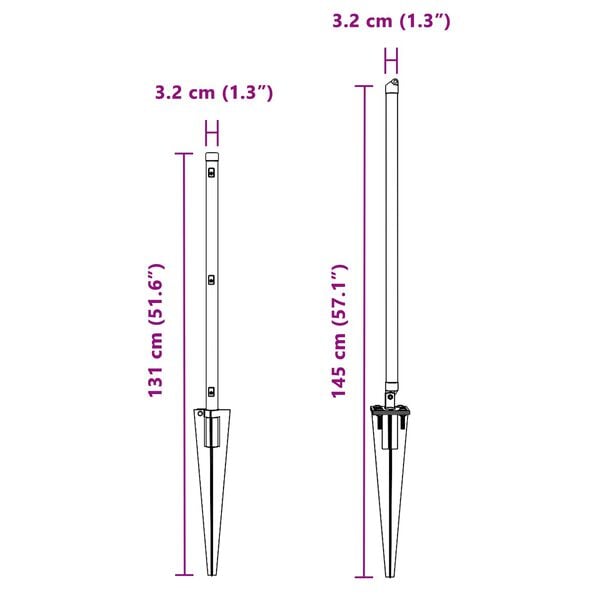 vidaXL Aitalatu Muut 52 pcs Harmaa 3,2 x 3,2 x 100 cm Teräs