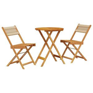 vidaXL 3-osainen Bistrosarja beige polypropeeni ja t&auml;ysi akasiapuu