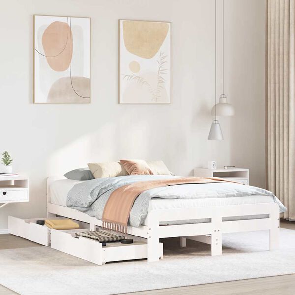 vidaXL Sänky ilman patjaa valkoinen 120x190 cm täysi mänty