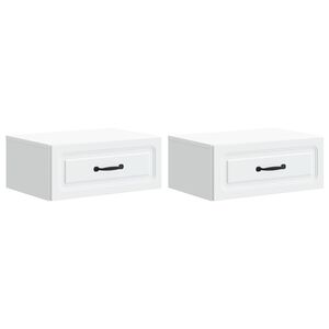 vidaXL Sein&auml;lle Kiinnitett&auml;v&auml; Y&ouml;p&ouml;yt&auml; 2 pcs valkoinen Tekninen puu