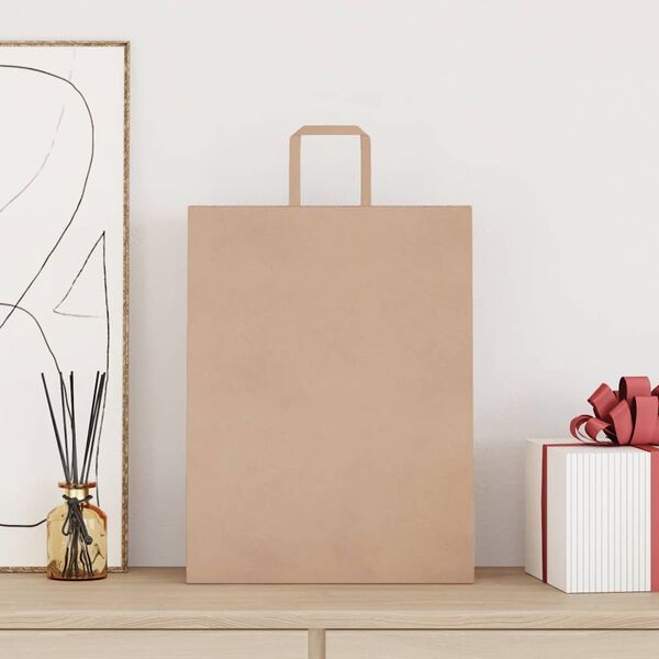 vidaXL Paperikassit 250 kpl kahvoilla ruskea 32x12x42 cm