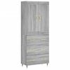 vidaXL Kaappi harmaa Sonoma 69,5x34x180 cm tekninen puu