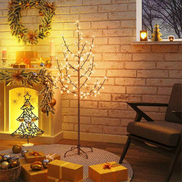 vidaXL Kirsikankukka LED-puu l&auml;mmin valkoinen 84 LED-valoa 120 cm