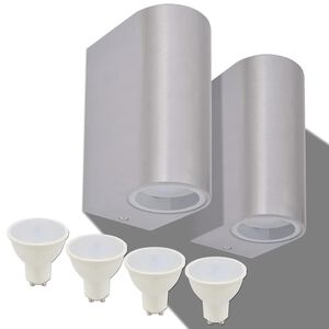 vidaXL LED-sein&auml;valaisimet ulkotiloihin 2 kpl Py&ouml;re&auml; Yl&ouml;s/alas