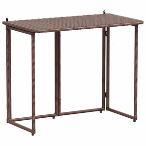 vidaXL Kokoontaittuva puutarhap&ouml;yt&auml; Ruskea 90x51x75 cm polyrottinki