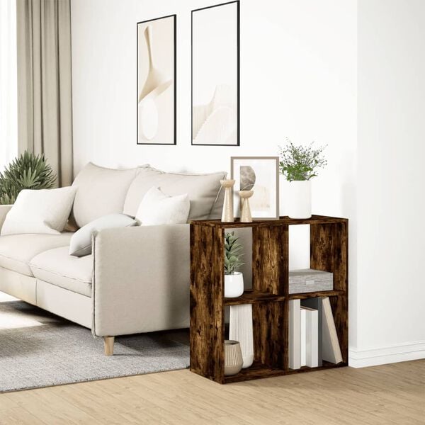 vidaXL Huoneenjakaja/kirjahylly savutammi 69,5x29x69,5 cm tekninen puu