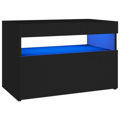 vidaXL Yöpöytä LED-valoilla musta 60x35x40 cm tekninen puu