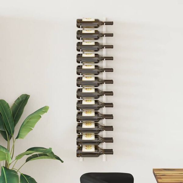 vidaXL Sein&auml;lle kiinnitett&auml;v&auml; viinipulloteline 24 pullolle valk. rauta