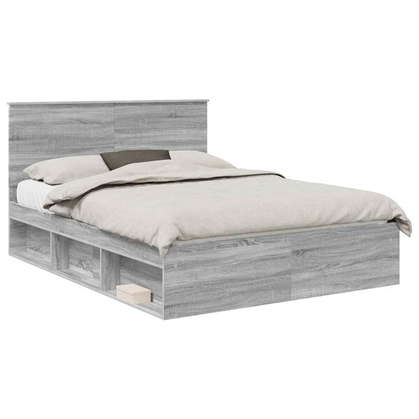 vidaXL S&auml;ngyn runko Harmaa Sonoma 5FT King Size Massiivinen m&auml;nty