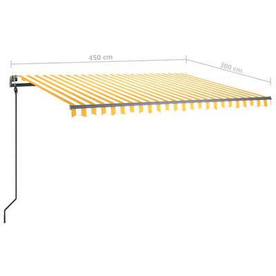 vidaXL Manuaalisesti kelattava markiisi LED-valot 4,5x3 m keltavalk.