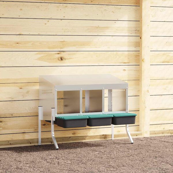 vidaXL Kanan pes&auml;laatikko 3 lokeroa jaloilla galvanoitu ter&auml;s