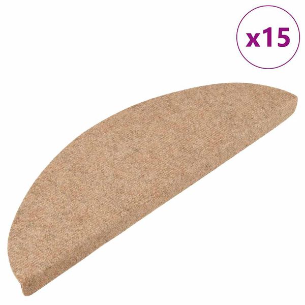 vidaXL Itsekiinnittyvät porrasmatot 15 kpl 56x17x3 cm beige