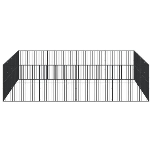 vidaXL Koiranh&auml;kki 16 paneelia musta galvanoitu ter&auml;s