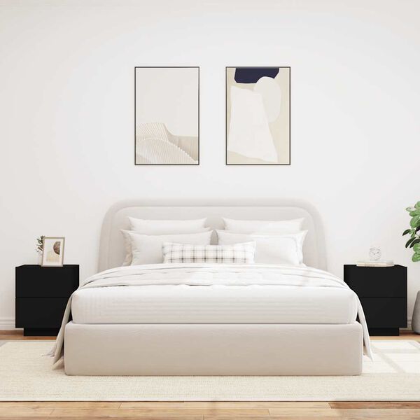 vidaXL Yöpöytä LED-valoilla 2 kpl musta tekninen puu