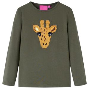 vidaXL Lasten pitk&auml;hihainen T-paita khaki 104