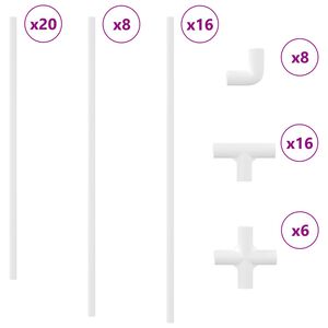 vidaXL PVC-putki 2 pcs Valkoinen 12,2 x 1,8 x 500 mm PP ja PE