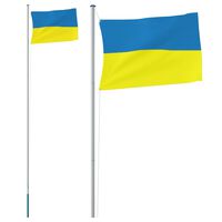 vidaXL Ukrainan lippu ja lipputanko 6,23 m alumiini