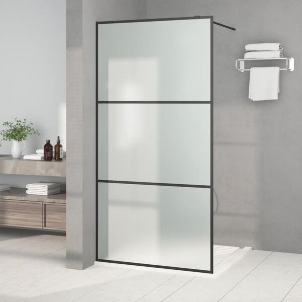 vidaXL Walk-in suihkusein&auml;ke musta 100x195 cm huurrettu ESG-lasi